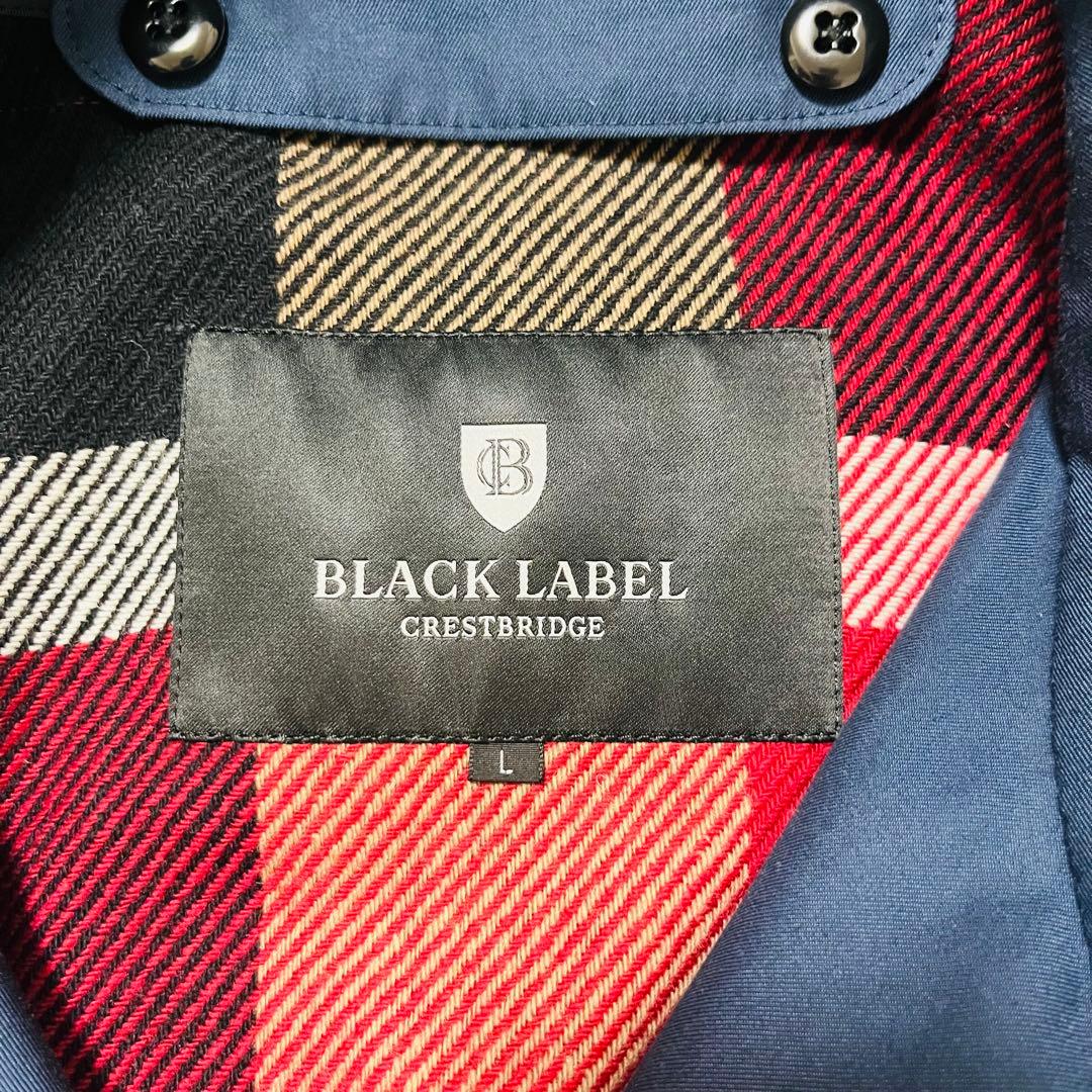 ブラックレーベルクレストブリッジ ノバチェック トレンチコート L紺ステンカラー