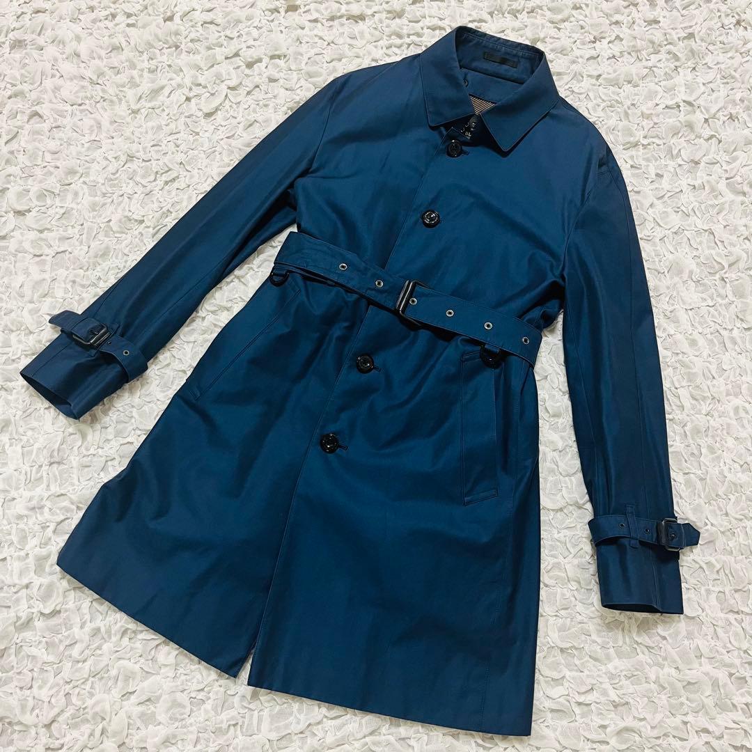 ブラックレーベルクレストブリッジ ノバチェック トレンチコート L紺ステンカラー