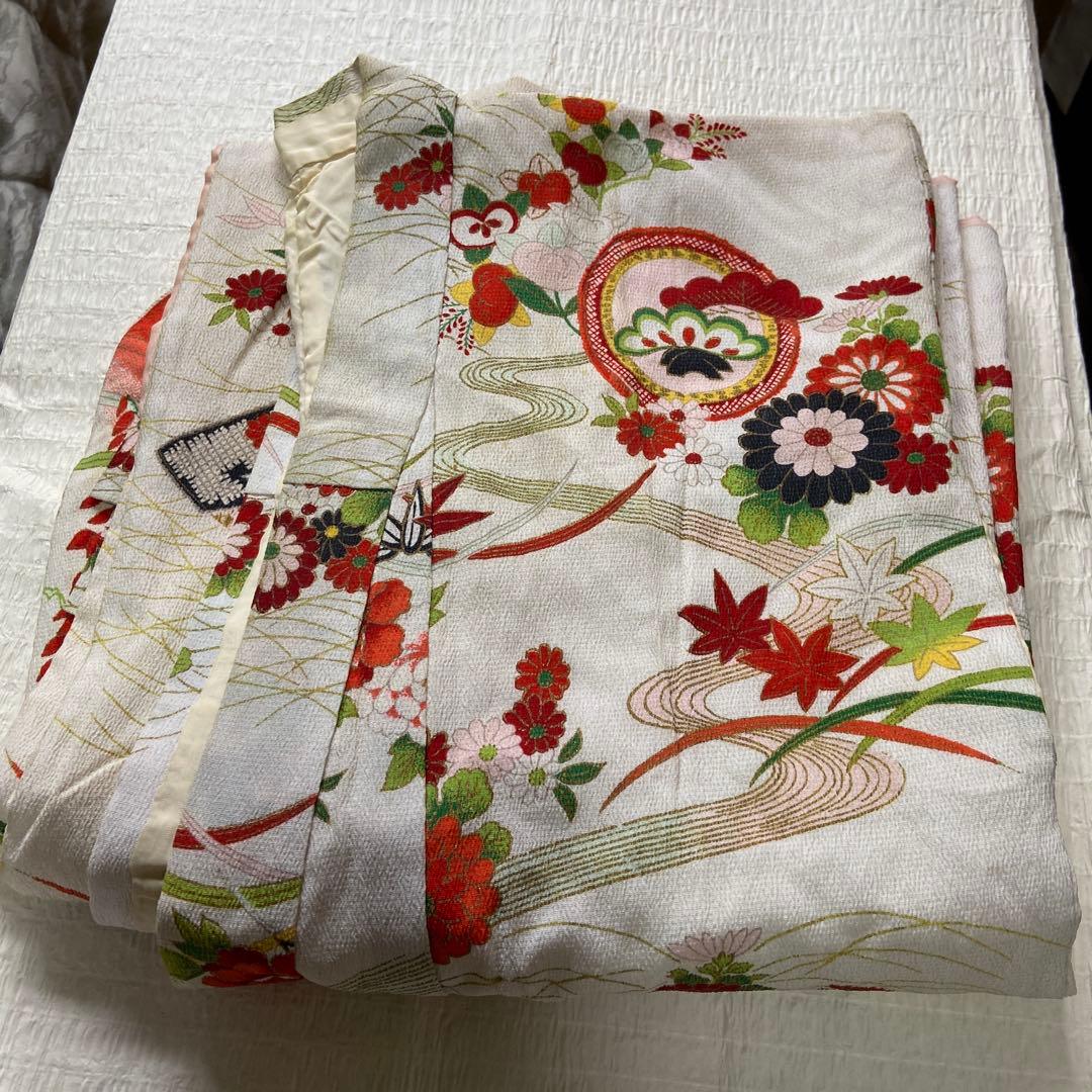 7歳祝い着 七五三用 花柄 伝統的着物K105