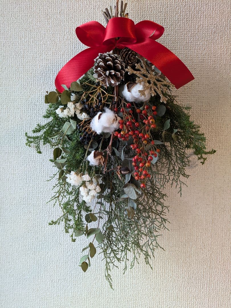 【専用】針葉樹と木の実のスワッグ43cm・クリスマス☆（ドライフラワー）