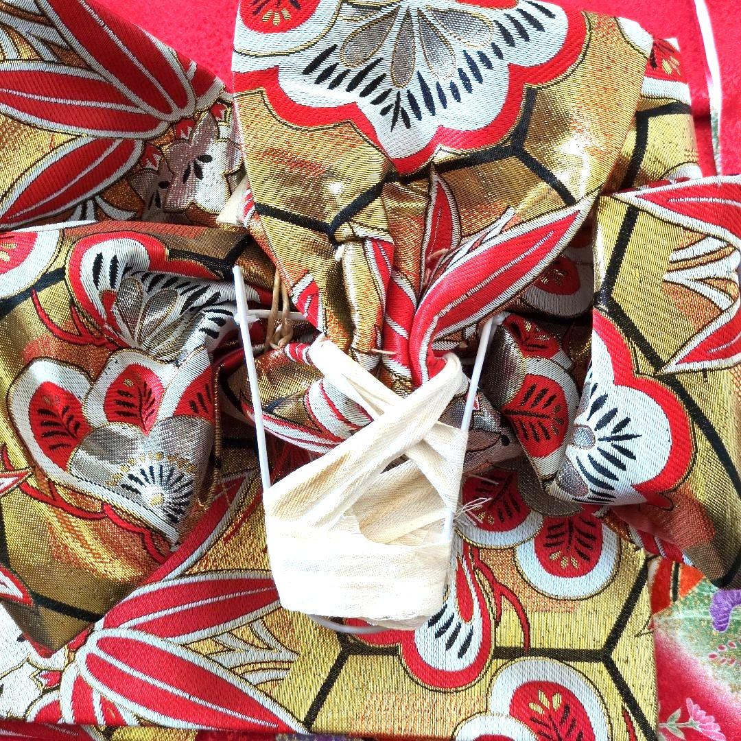 七五三フルセット　七歳　鞠文　美品　金彩加工　正絹他　赤