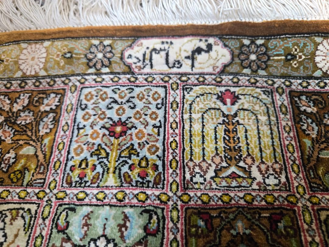 ペルシャ絨毯ライナークム産本物手織り新品35x191cm 新品サイン有りオススメ