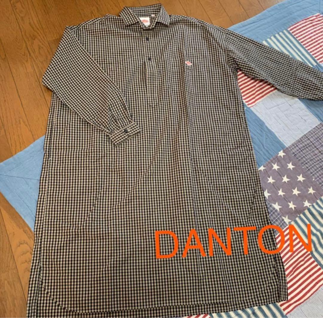 【美品】DANTONチェック長袖ワンピース