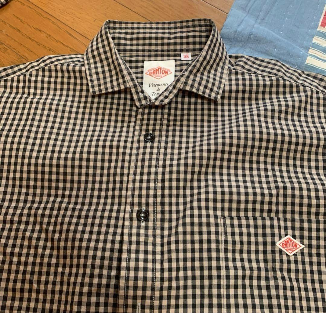 【美品】DANTONチェック長袖ワンピース