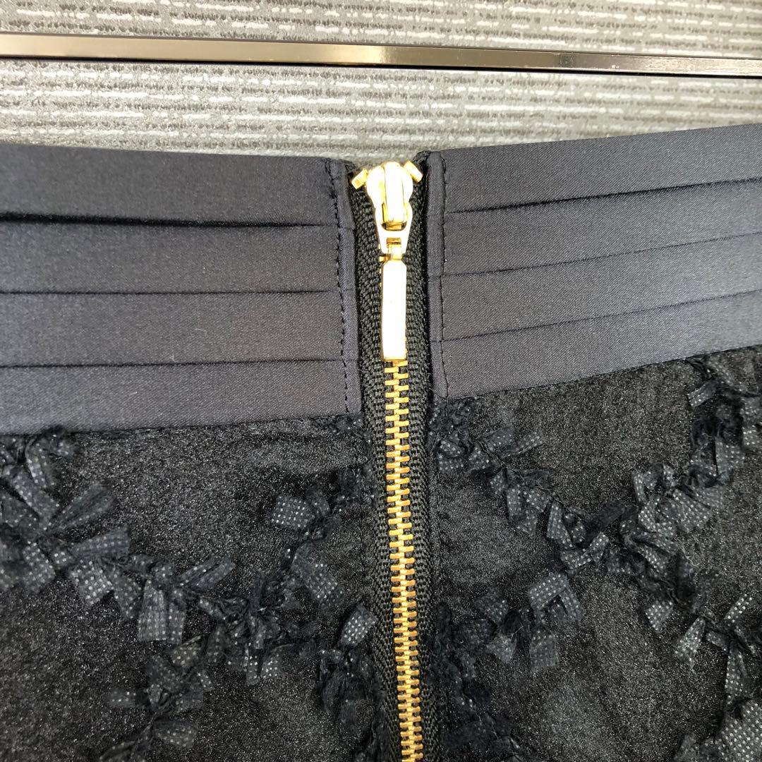 未使用品 ルルウィルビー パピヨンアーガイルフレアスカート 2 ブラック