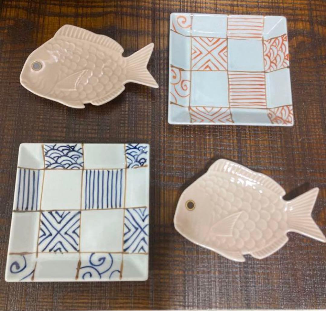 新品未使用　有田焼　徳七窯 お正月　鯛　タイ　縁起物　手描き　豆皿　幸楽窯