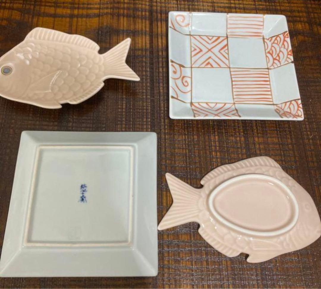 新品未使用　有田焼　徳七窯 お正月　鯛　タイ　縁起物　手描き　豆皿　幸楽窯