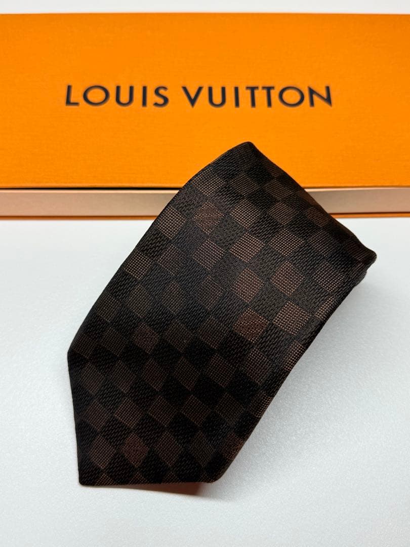 Louis Vuitton ダークブラウン チェックネクタイ