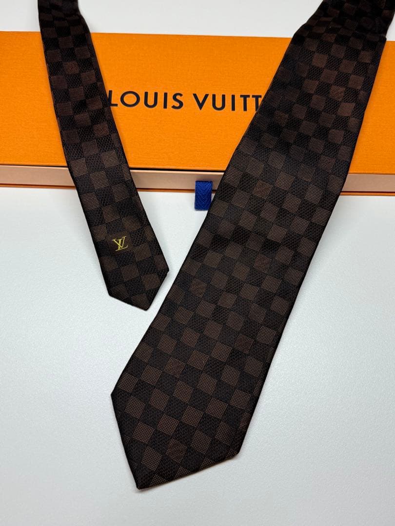 Louis Vuitton ダークブラウン チェックネクタイ