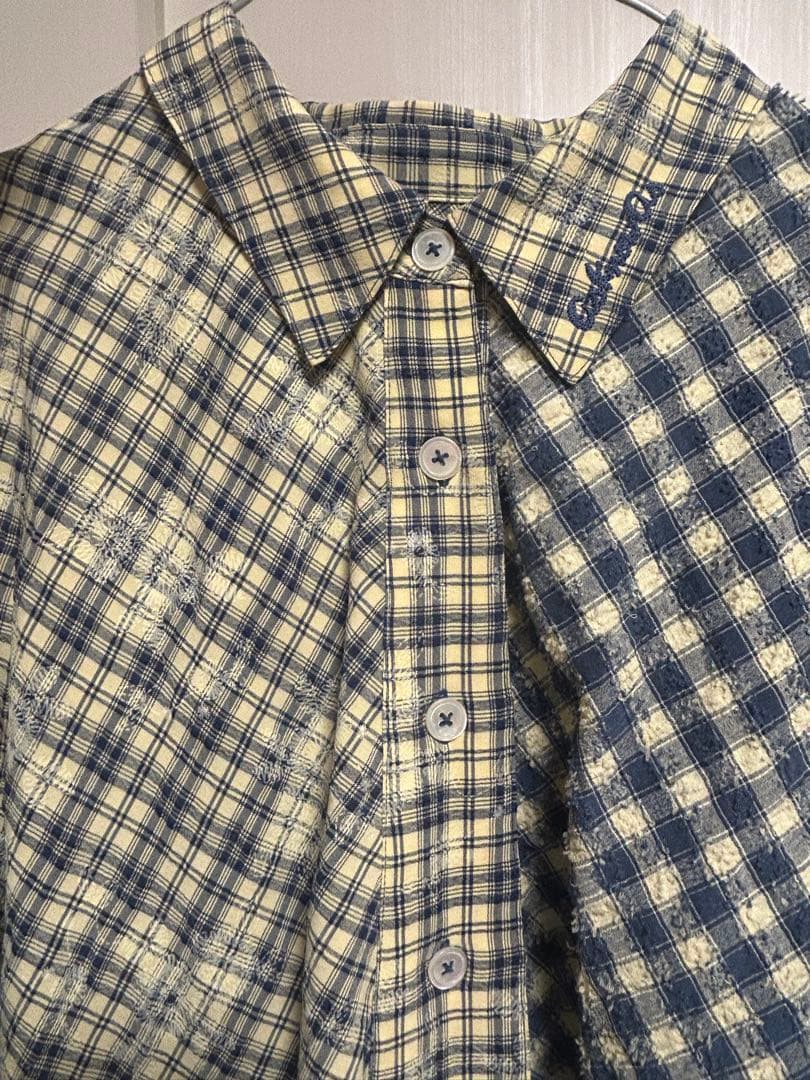 再値下げASKNOWASolacaアズノウアズオオラカ表面にこだわった格子シャツ