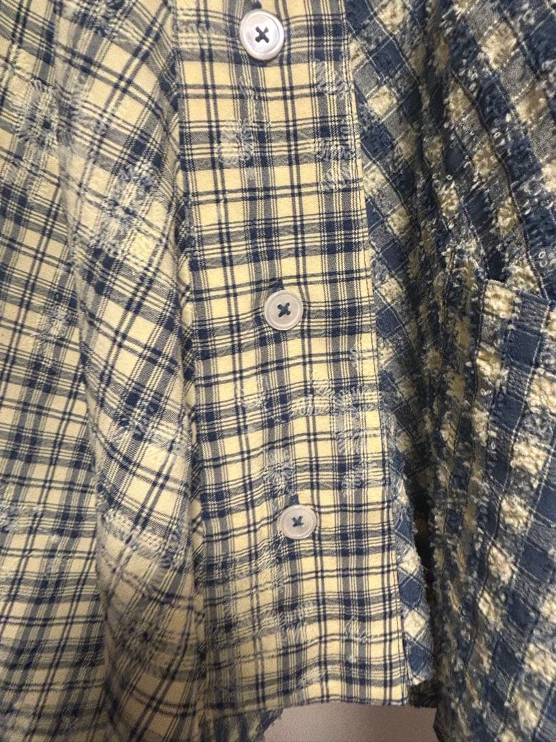 再値下げASKNOWASolacaアズノウアズオオラカ表面にこだわった格子シャツ