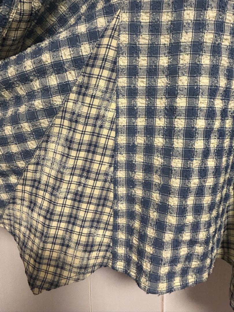 再値下げASKNOWASolacaアズノウアズオオラカ表面にこだわった格子シャツ