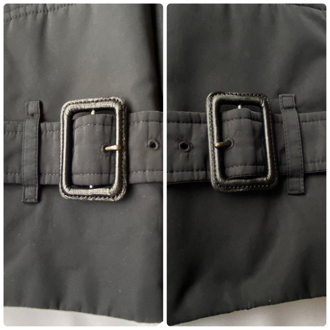 バーバリーロンドン フォックスファー シャドーチェック 中綿コート 黒