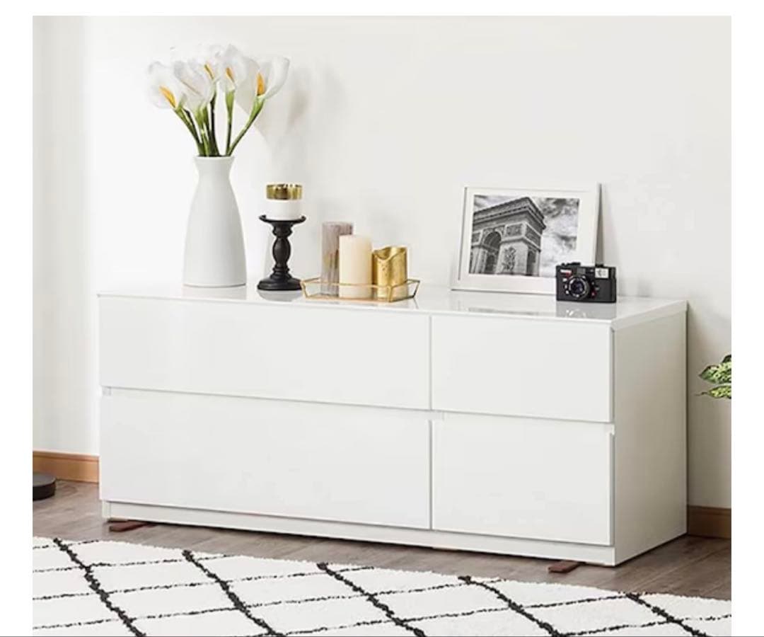 ホワイト 4段チェスト シンプルデザイン