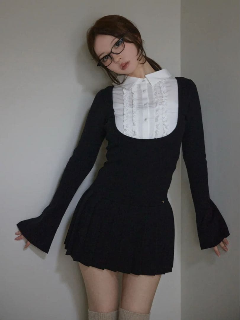 【♡】andmary Lotta frill mini dress
