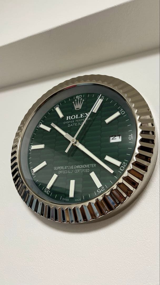 週末セール新品　ROLEX デイトジャスト　掛け時計 ミントグリーンフルーテッド