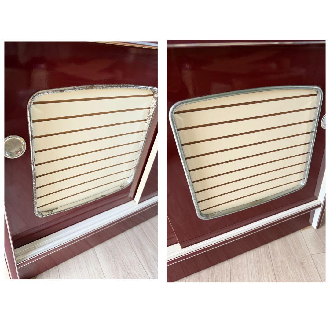 昭和レトロ レトロポップ 食器棚 ガラスキャビネット 木製 キッチン収納 大