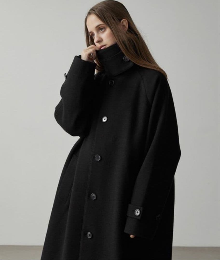 【CLEL】新品 テックメルトンステンカラーコート（ブラック S）