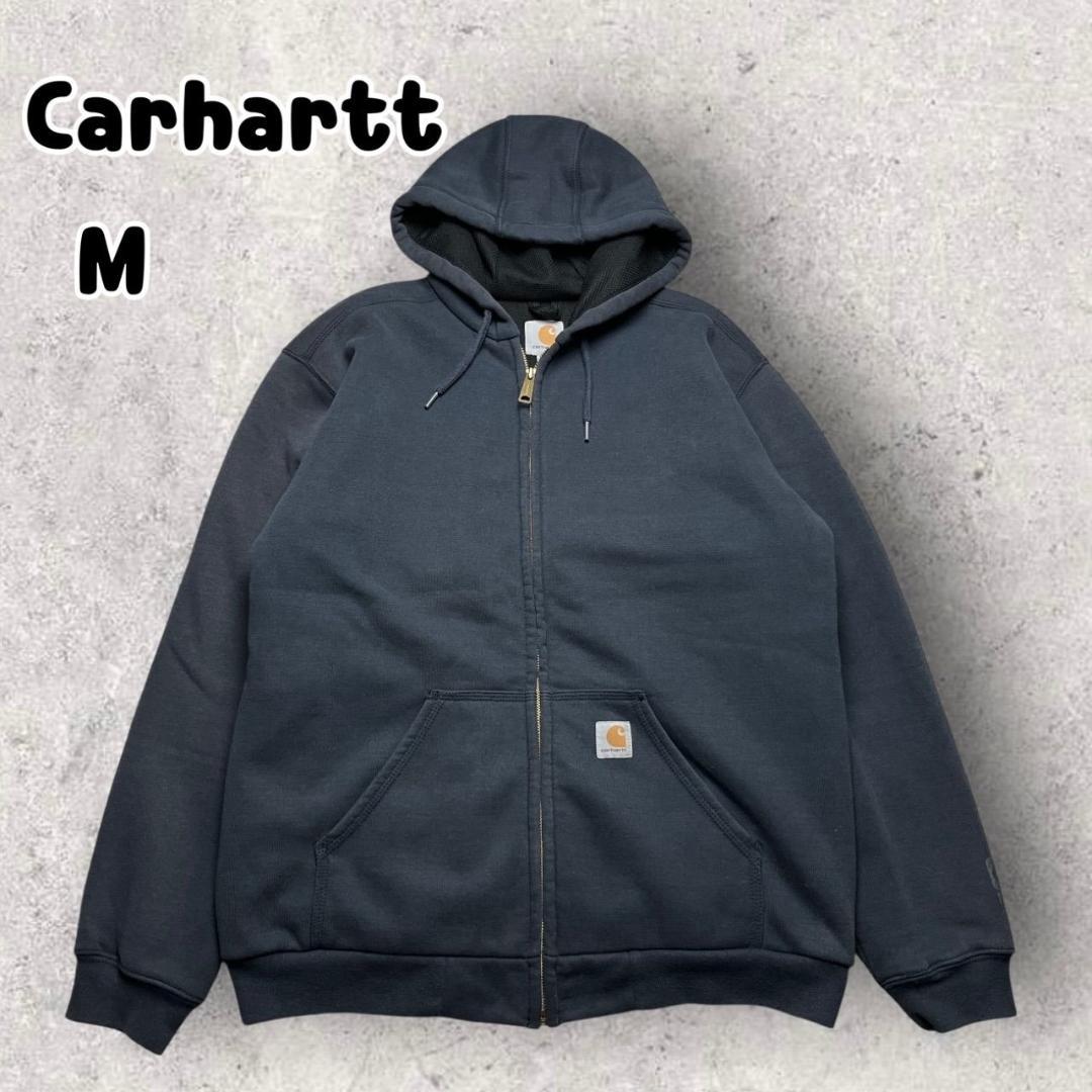 カーハート 裏サーマル ジップアップ パーカー ダブルフェイス ネイビー M