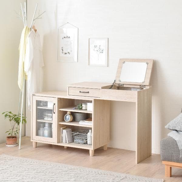 【オークナチュラル】自由に配置！たっぷり収納のお洒落ドレッサー