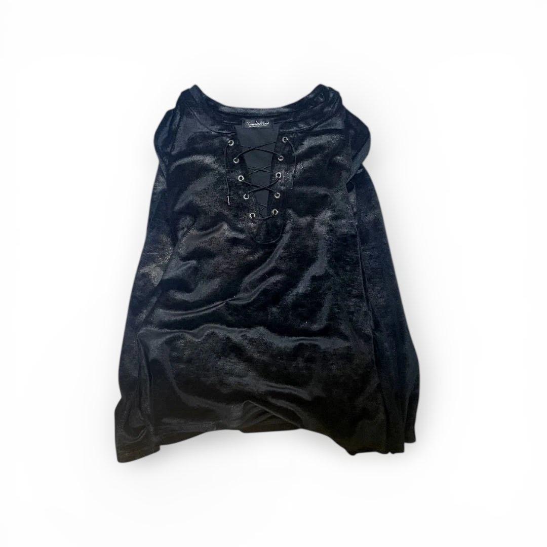 トップス 00s tornado mart vkei lace up velour y2k