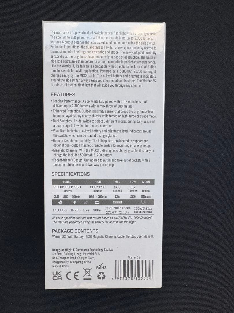 OLIGHT オーライト WARRIOR 3S タクティカルライト ブラック