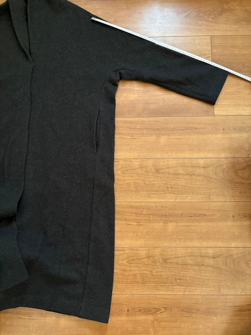 evam eva プレスウール　フーディッド　ロングコート　チャコール