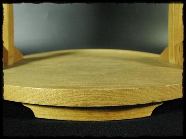 駒沢 利斎 利休好 桐 丸卓 棚物 茶道具 千家十職 指物師 共箱 f309