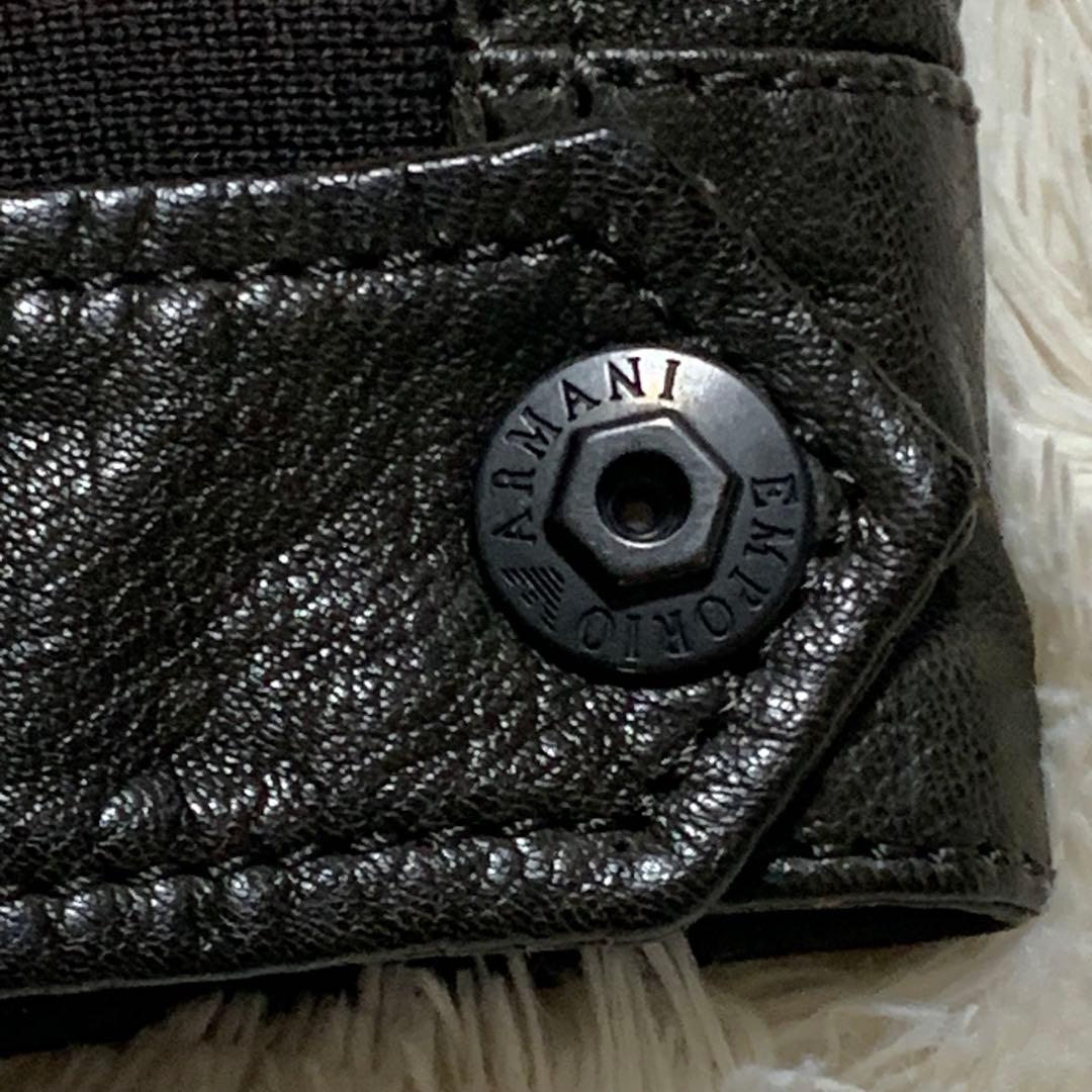 ARMANI エンポリオアルマーニ レザー ジャケット 羊革 ロゴプレート 50