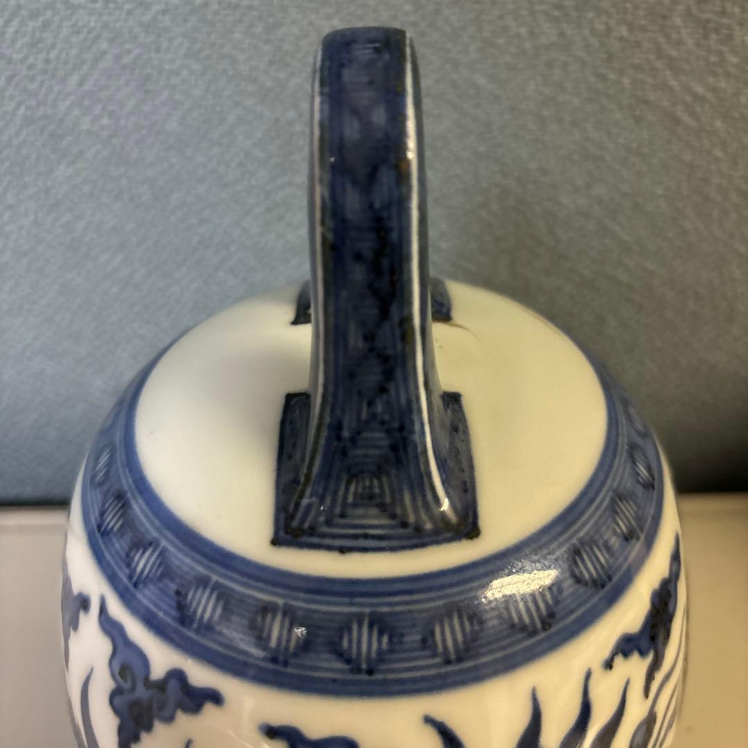 鐘　竹泉　木米　倣　　陶器　釣鐘 煎茶道具　染付