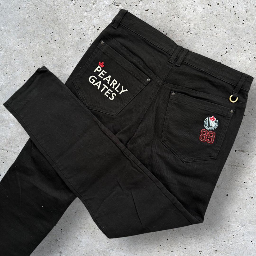 美品　パーリーゲイツ　パンツ　黒　ブラック　M〜L相当　コットン素材　4 ゴルフ
