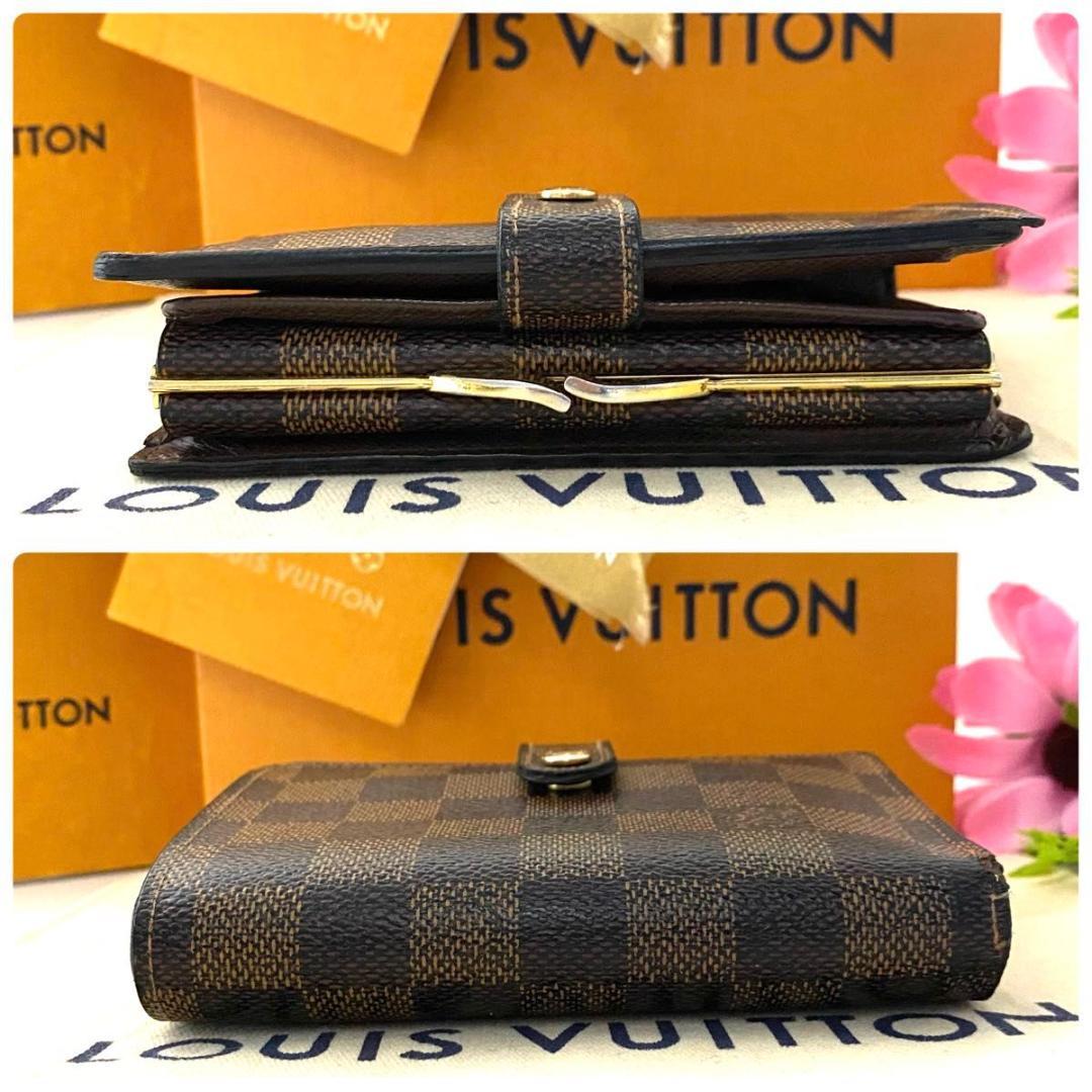 ルイ ヴィトン◎ヴィエノワ ダミエ エベヌ がま口 二つ折り コンパクト 茶色