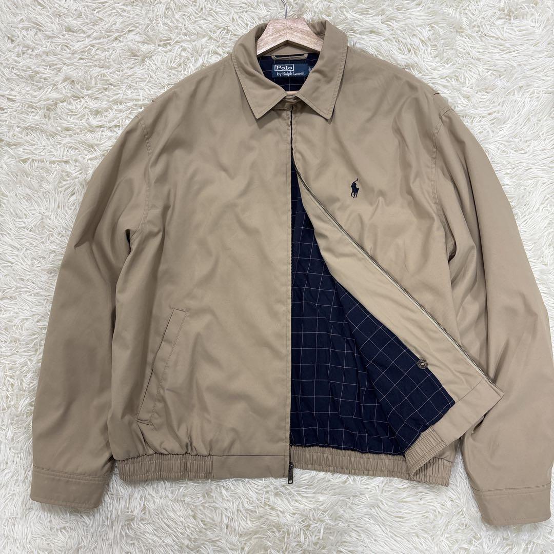 ポロバイラルフローレン　スウィングトップ　ベージュ　チェック　ポニー　L