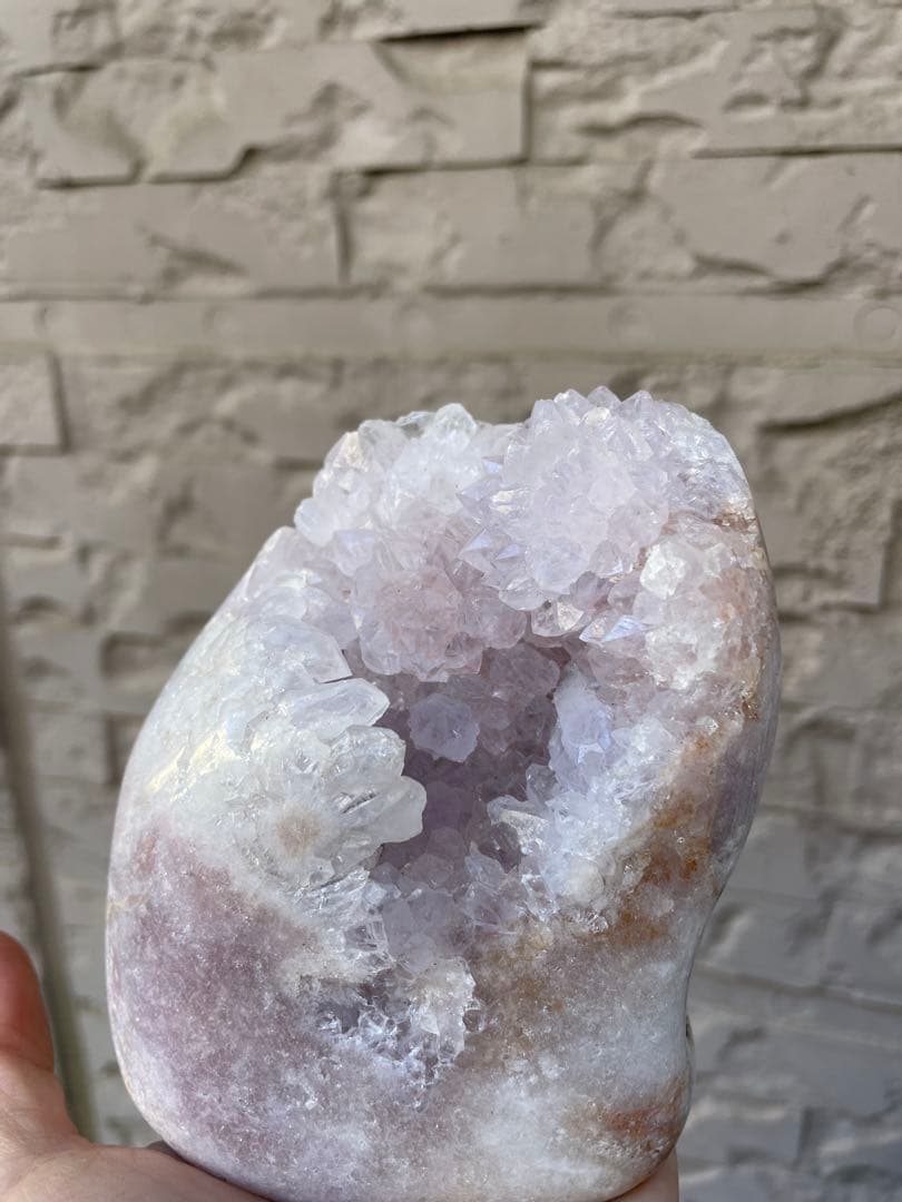 【希少】ピンクアメジストフリーフォーム　ジオード天然石置物　ブラジル 818g