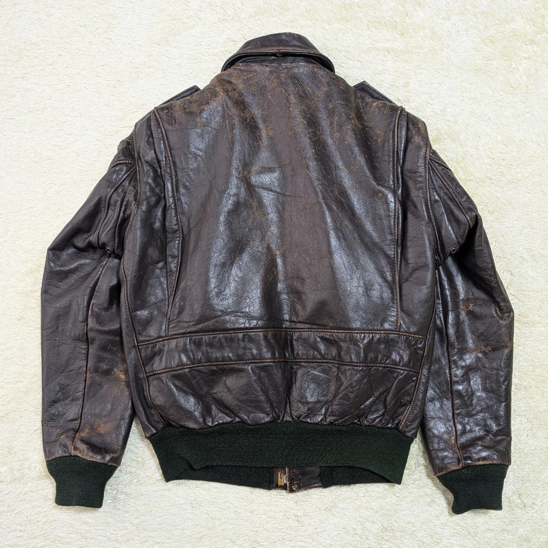 【雰囲気抜群】ショット 184SM レザーフライトジャケット 38 茶