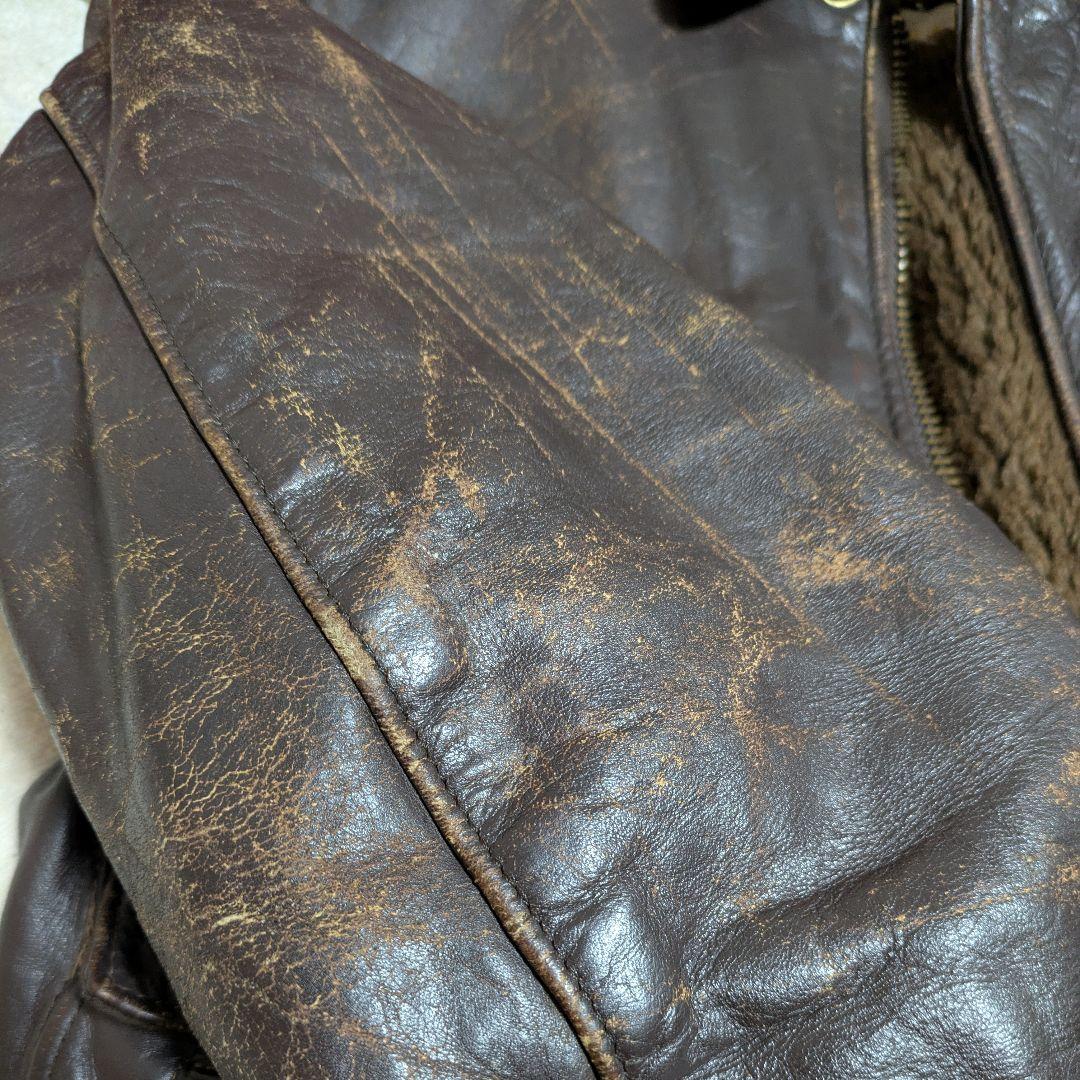 【雰囲気抜群】ショット 184SM レザーフライトジャケット 38 茶