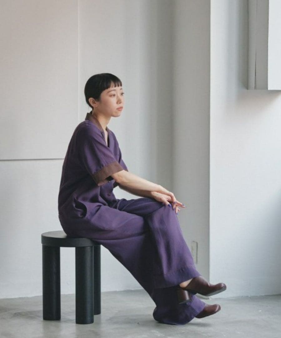 ジョーゼットチェックコンビネゾン　トゥデイフル　パープル