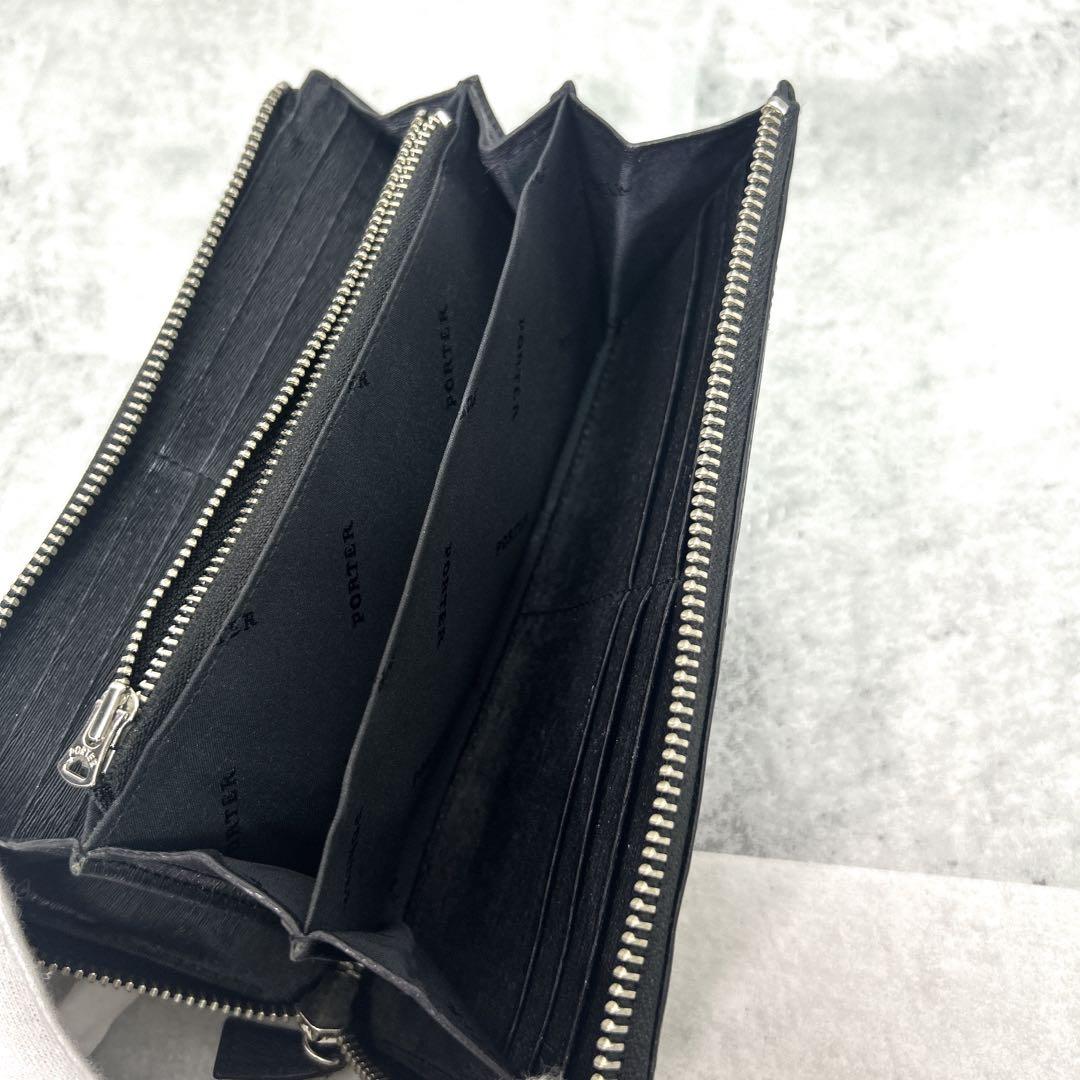 【美品】PORTERポーター カレント レザー L字ファスナー 長財布 ブラック