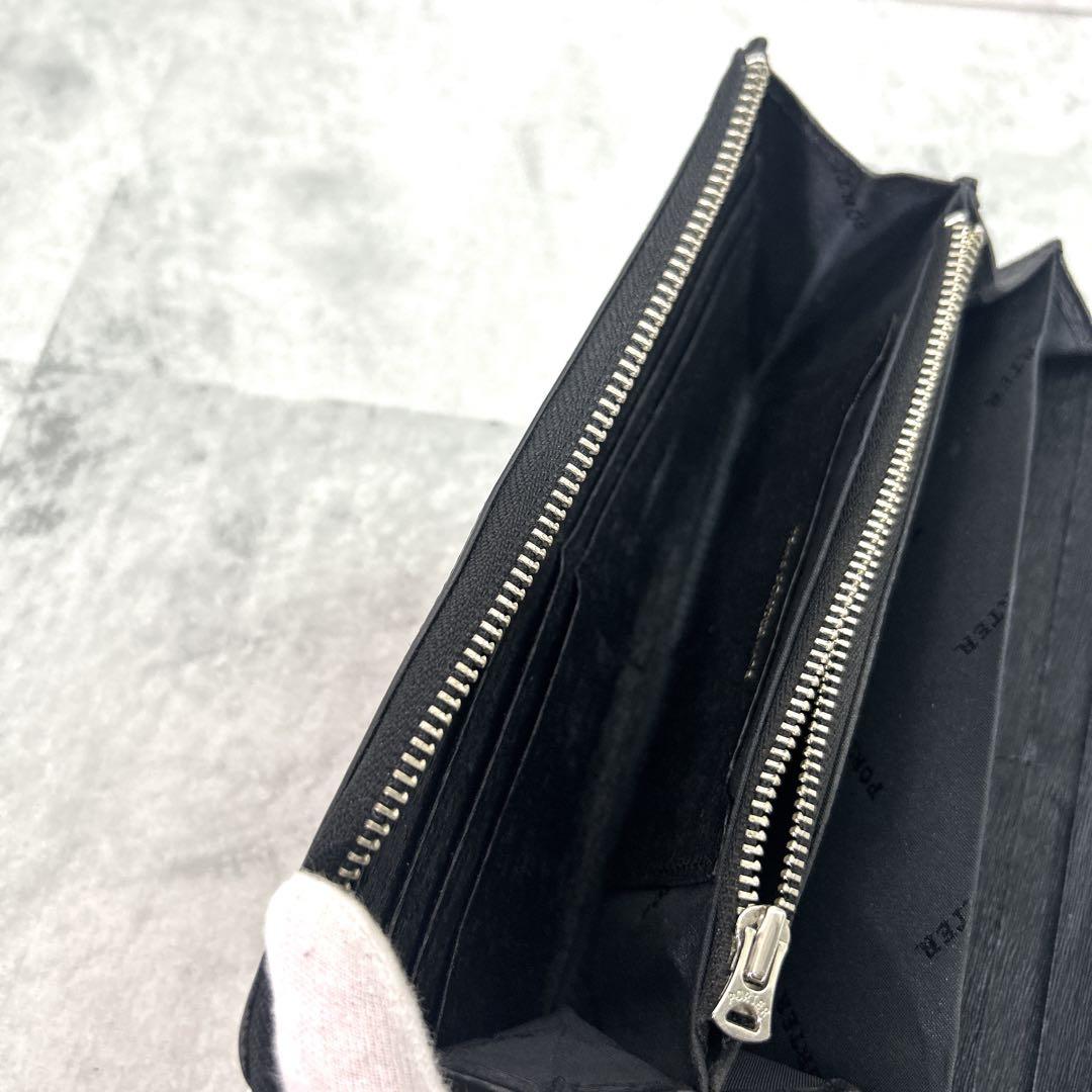 【美品】PORTERポーター カレント レザー L字ファスナー 長財布 ブラック