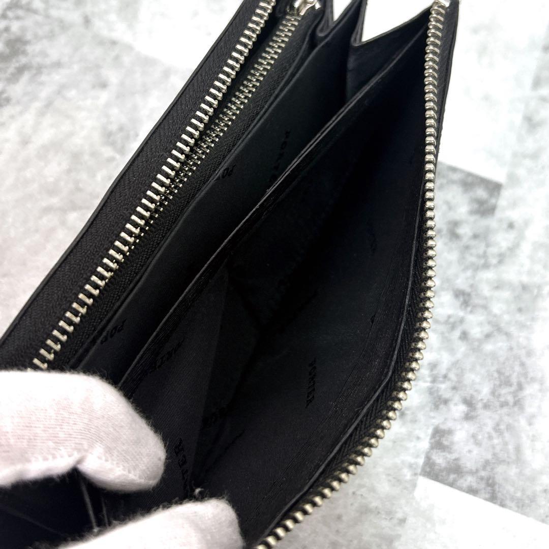 【美品】PORTERポーター カレント レザー L字ファスナー 長財布 ブラック