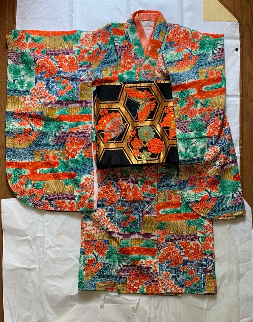 セット売り　着物　帯　七五三　7歳　日舞　昭和レトロ　アンティーク着物
