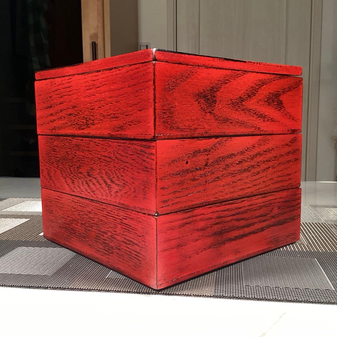 けやき　三段重　赤