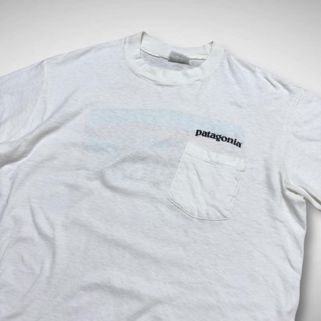 80sアメリカ製パタゴニアビンテージTシャツポケ付きロンT長袖白Lstedman