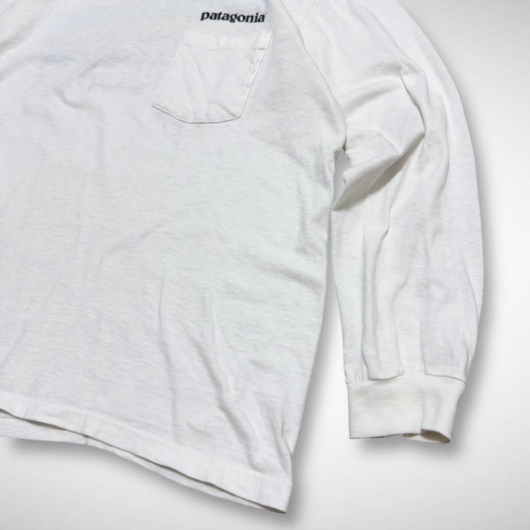 80sアメリカ製パタゴニアビンテージTシャツポケ付きロンT長袖白Lstedman