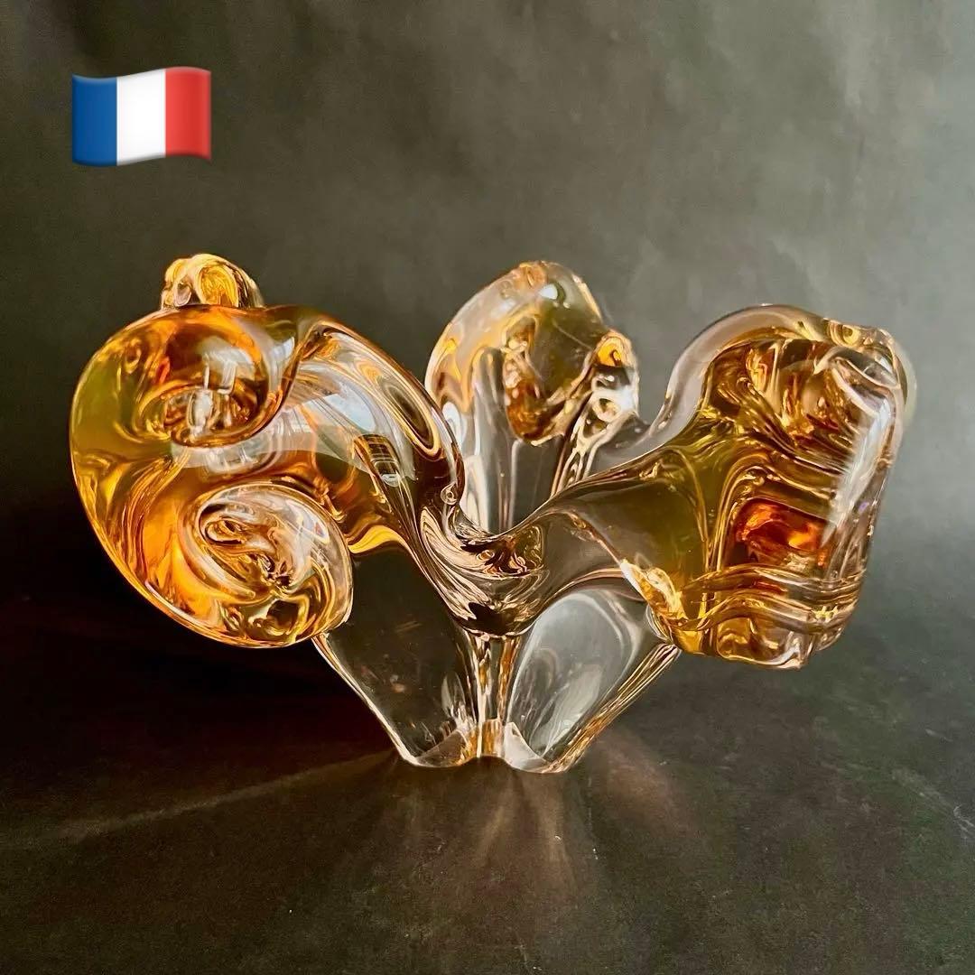 ★アンティーク★パリ発琥珀色のガラス製フラワーベース• 花器•花瓶