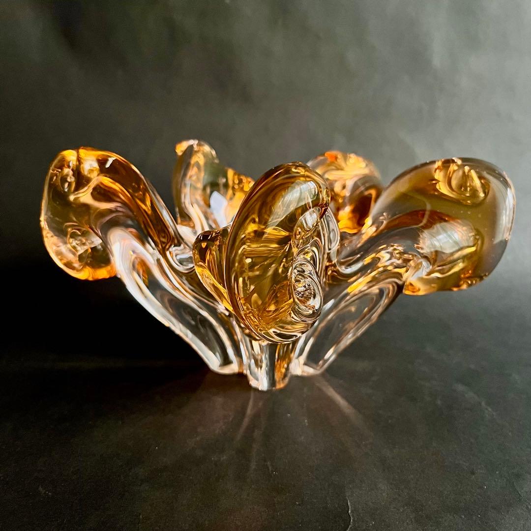 ★アンティーク★パリ発琥珀色のガラス製フラワーベース• 花器•花瓶