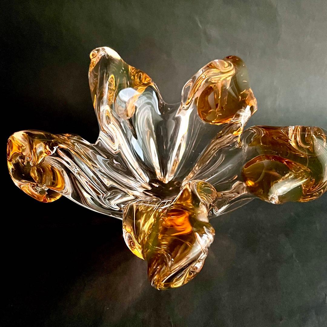 ★アンティーク★パリ発琥珀色のガラス製フラワーベース• 花器•花瓶