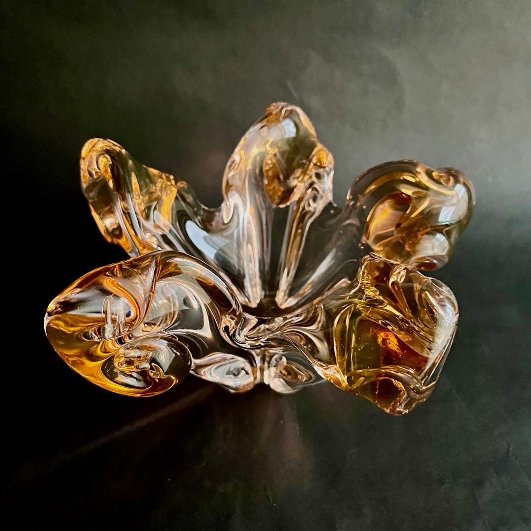 ★アンティーク★パリ発琥珀色のガラス製フラワーベース• 花器•花瓶