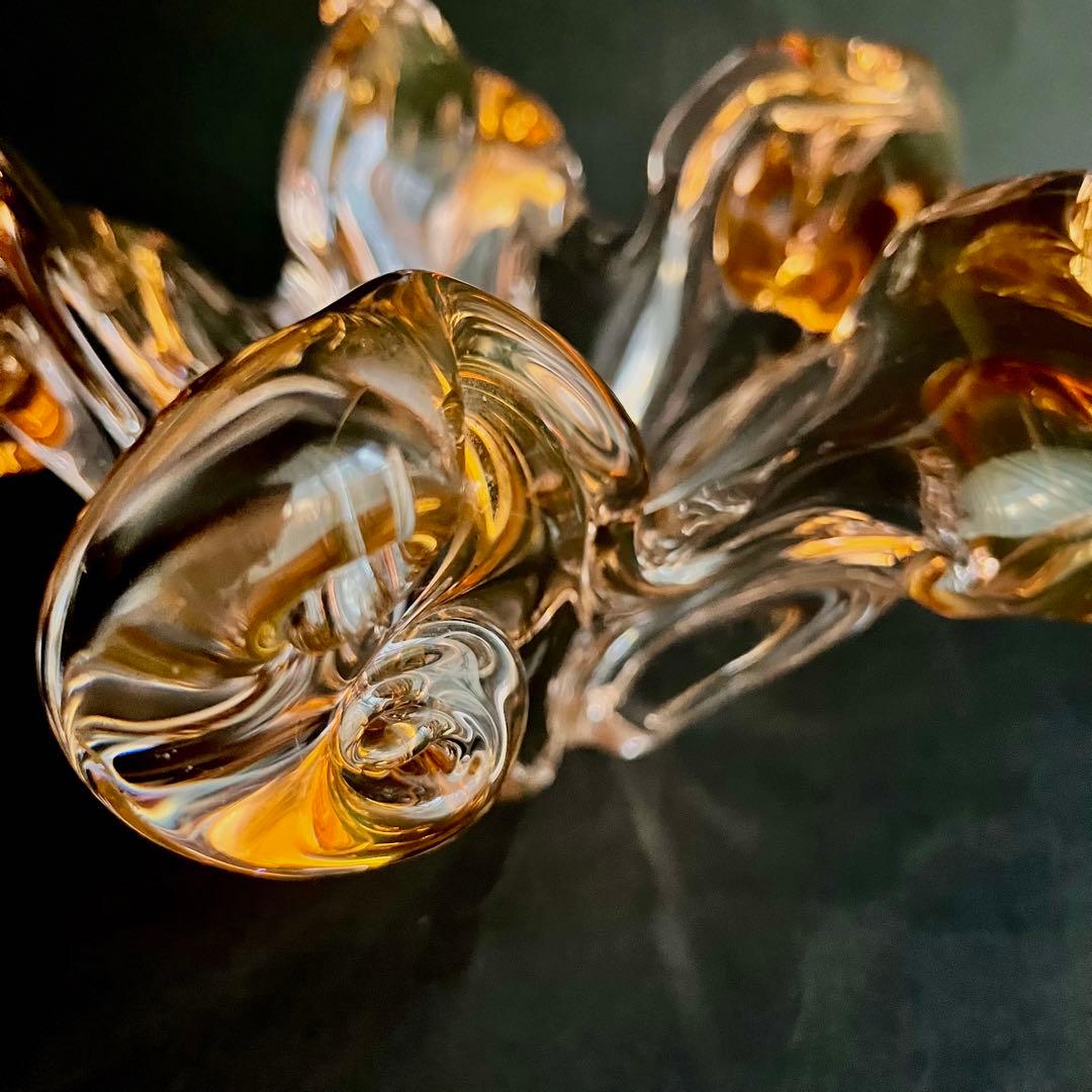 ★アンティーク★パリ発琥珀色のガラス製フラワーベース• 花器•花瓶