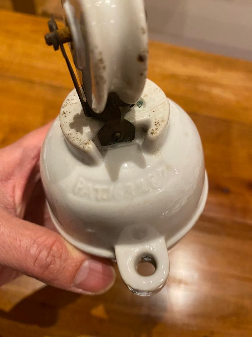 ⑦アンティーク　陶器　ペンダントライト滑車　バランサー　昇降機　照明器具